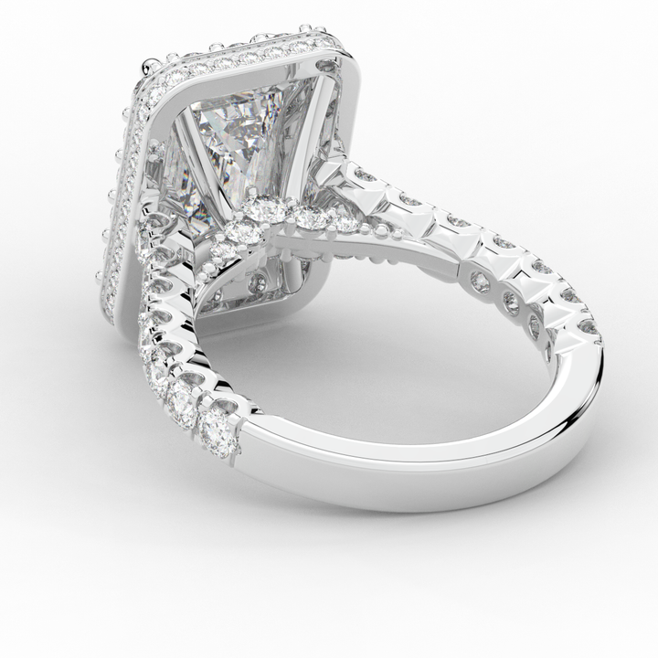 4.50CT.TW EMERALD CUT LAB DIAMOND HALO ENGAGEMENT RING - Nazarelle