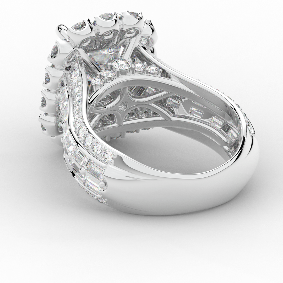 8.00CT.TW EMERALD CUT LAB DIAMOND HALO ENGAGEMENT RING - Nazarelle