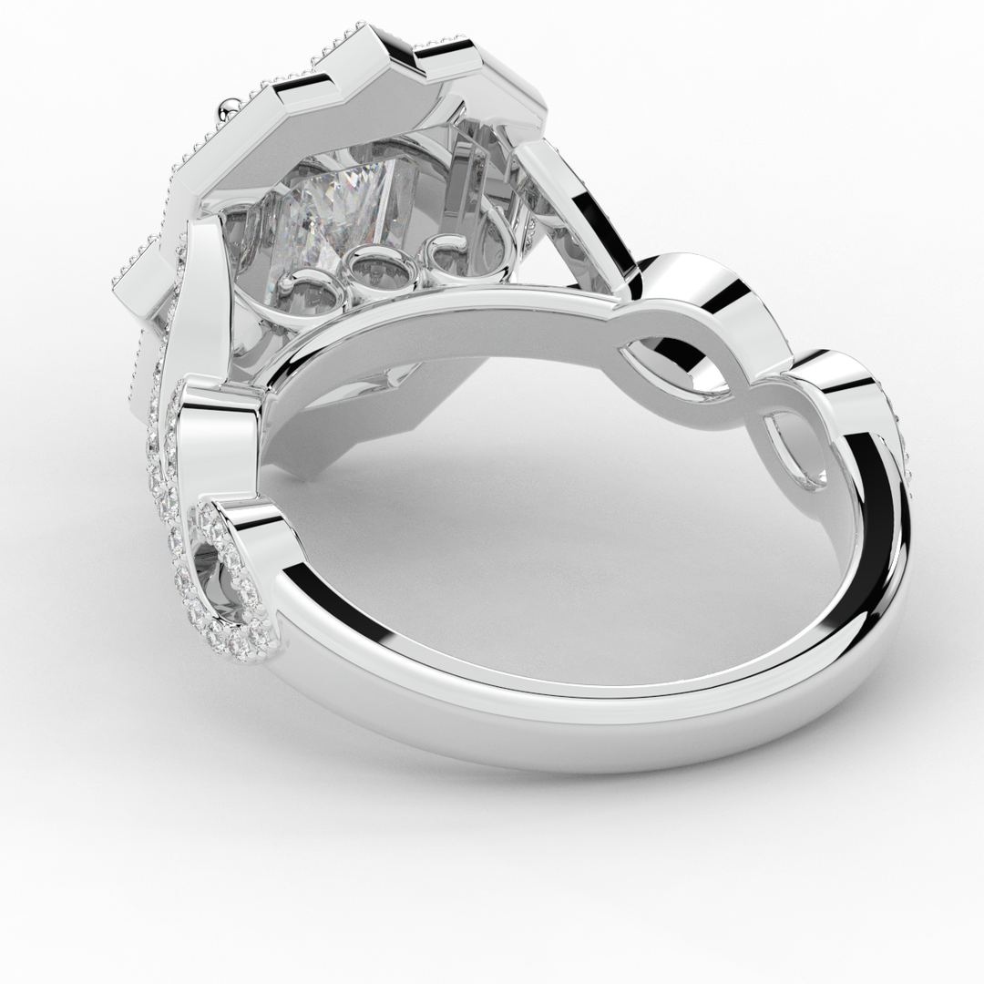1.90CT.TW RADIANT LAB DIAMOND HALO ENGAGEMENT RING - Nazarelle