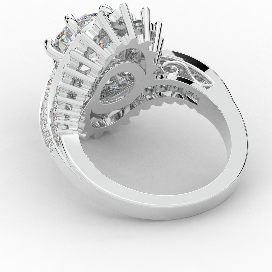 3.35CT.TW ROUND LAB DIAMOND BYPASS HALO ENGAGEMENT RING - Nazarelle