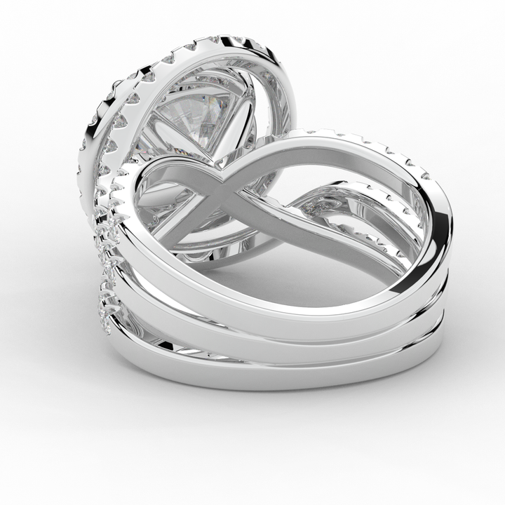 3.90CT.TW ROUND LAB DIAMOND TWIST HALO ENGAGEMENT RING - Nazarelle