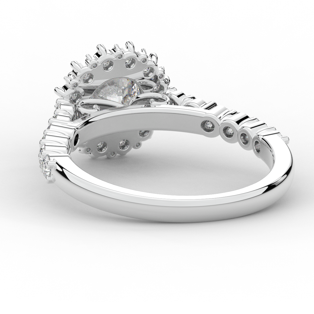 1.60CT.TW ROUND LAB DIAMOND HALO ENGAGEMENT RING - Nazarelle