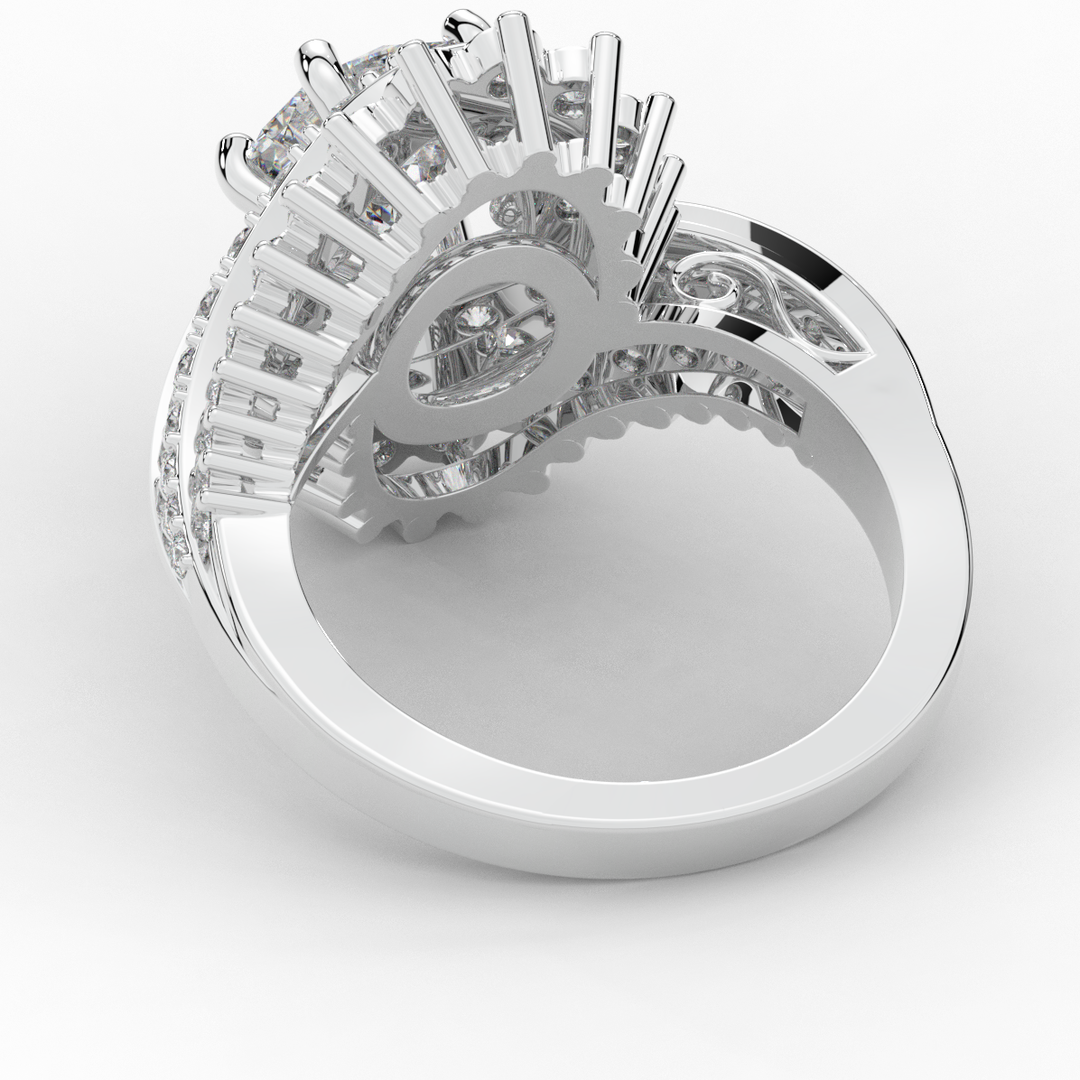 3.35CT.TW ROUND LAB DIAMOND BYPASS HALO ENGAGEMENT RING - Nazarelle