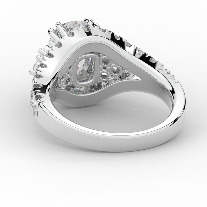 3.10CT.TW CUSHION LAB DIAMOND HALO ENGAGEMENT RING - Nazarelle