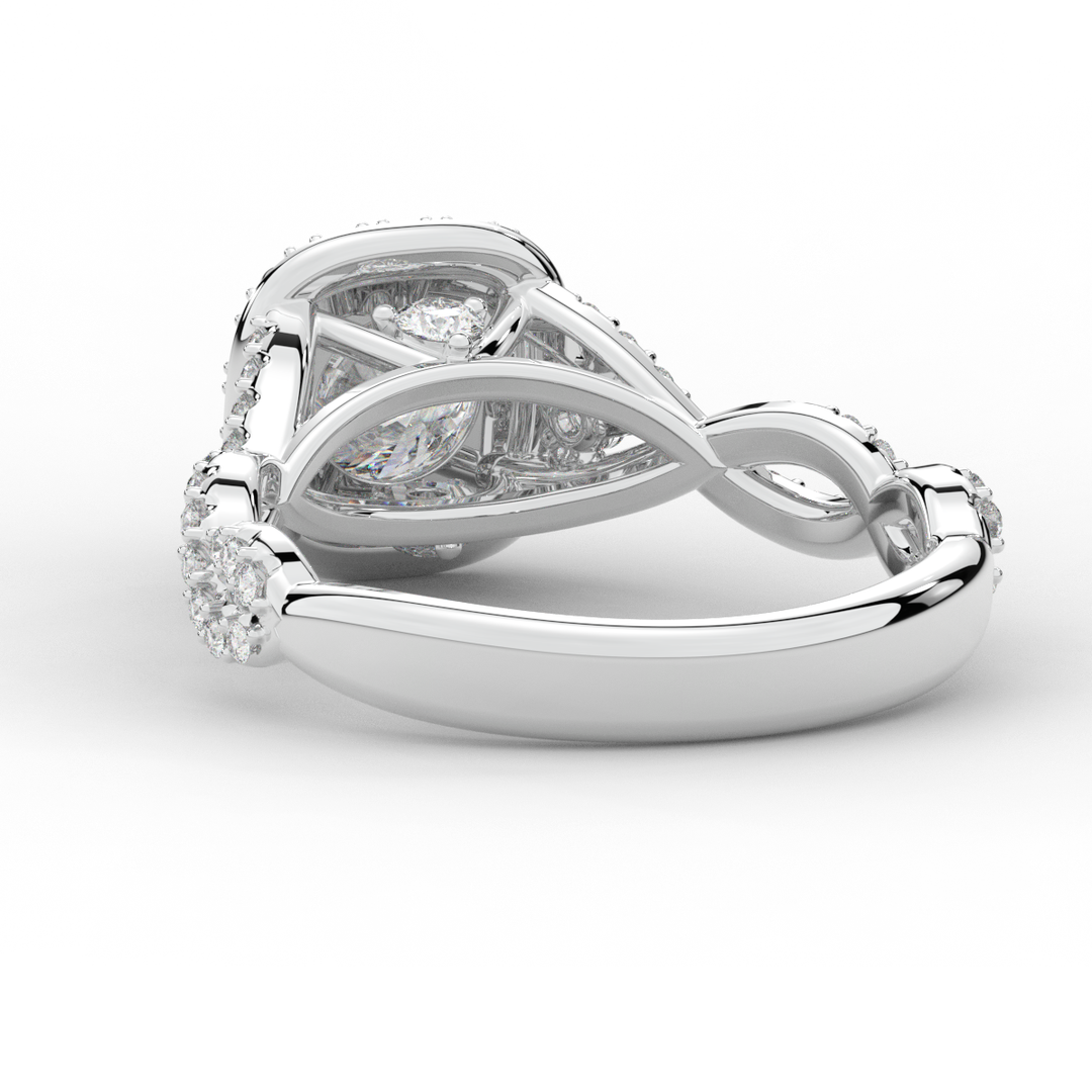 1.30CT.TW ROUND LAB DIAMOND HALO ENGAGEMENT RING - Nazarelle