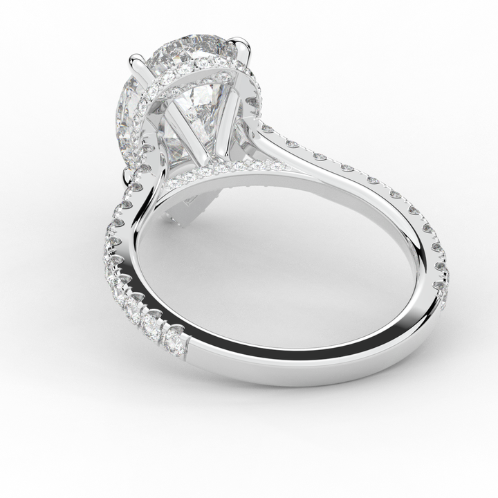 4.60CT.TW PEAR LAB DIAMOND UNDERHALO SOLITAIRE ENGAGEMENT RING - Nazarelle