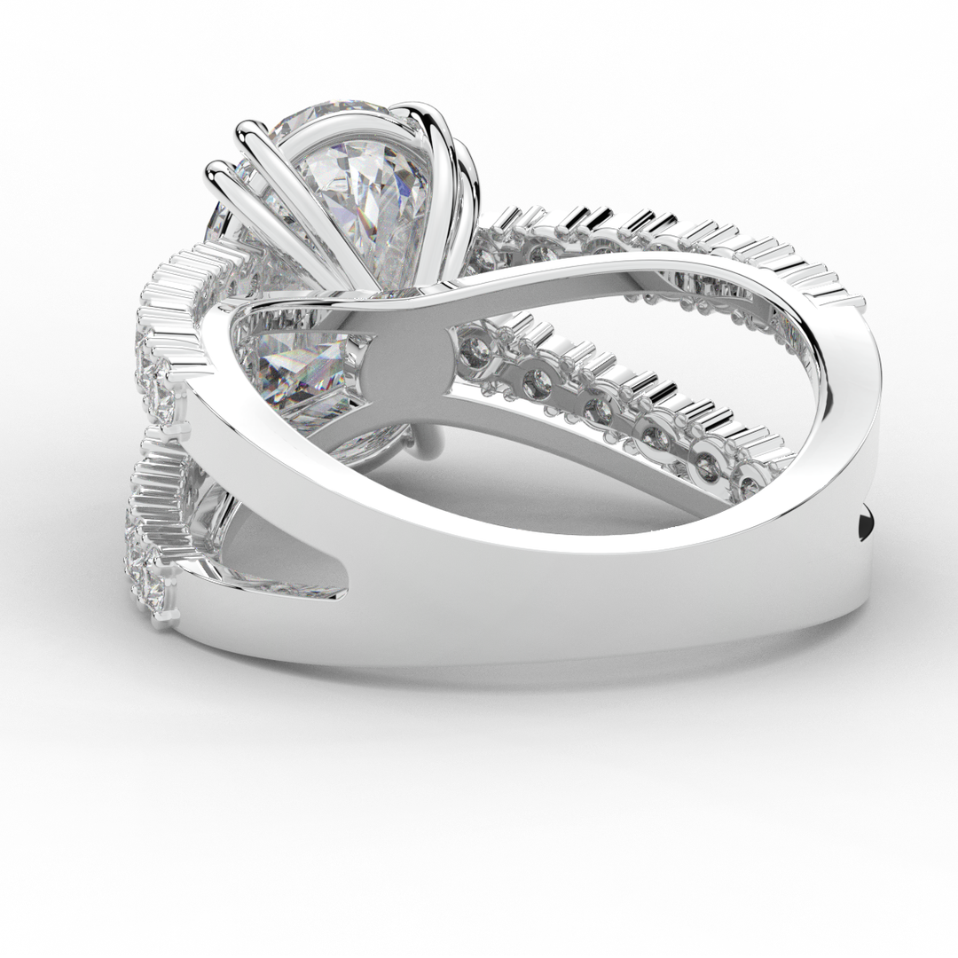 3.75CT.TW OVAL LAB DIAMOND SPLIT BAND ENGAGEMENT RING