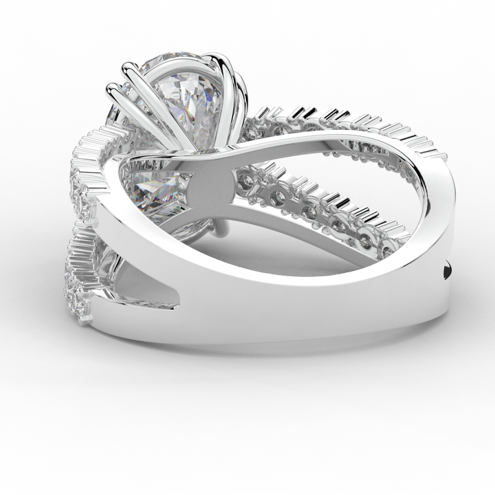 3.75CT.TW OVAL LAB DIAMOND SPLIT BAND ENGAGEMENT RING