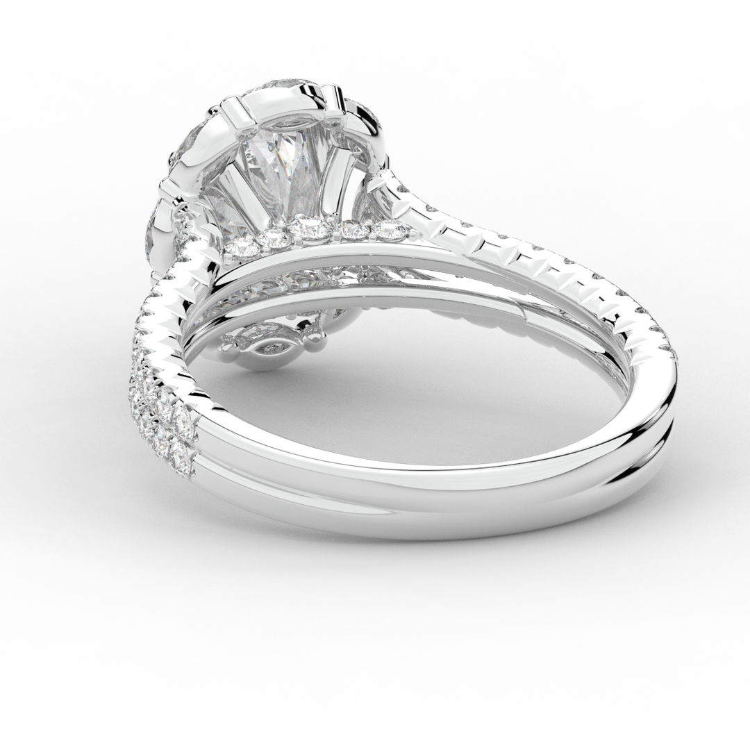 2.30CT.TW OVAL LAB DIAMOND HALO SPLIT SHANK ENGAGEMENT RING - Nazarelle