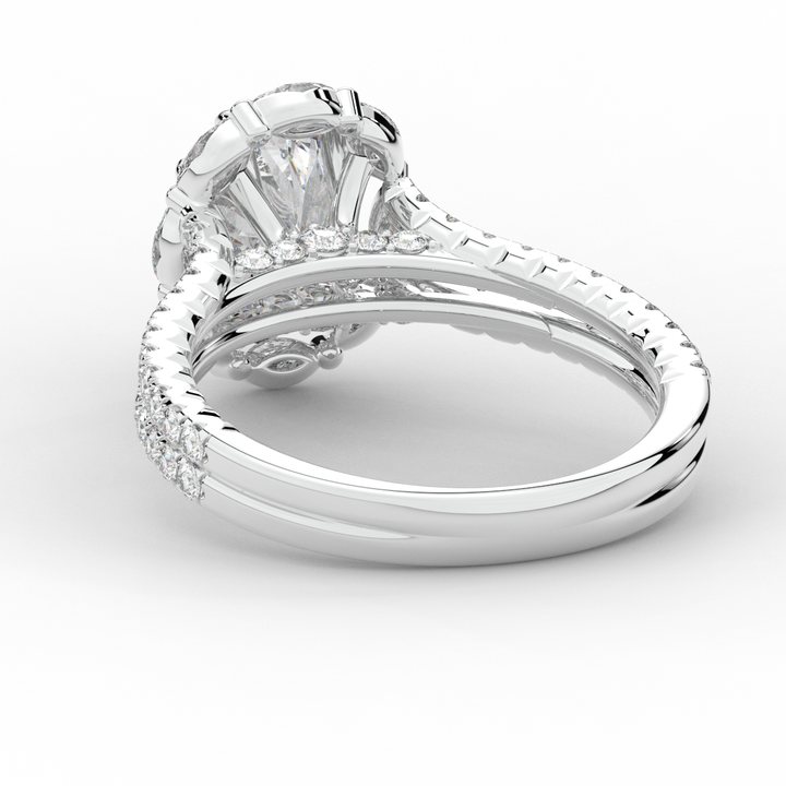 2.30CT.TW OVAL LAB DIAMOND HALO SPLIT SHANK ENGAGEMENT RING - Nazarelle