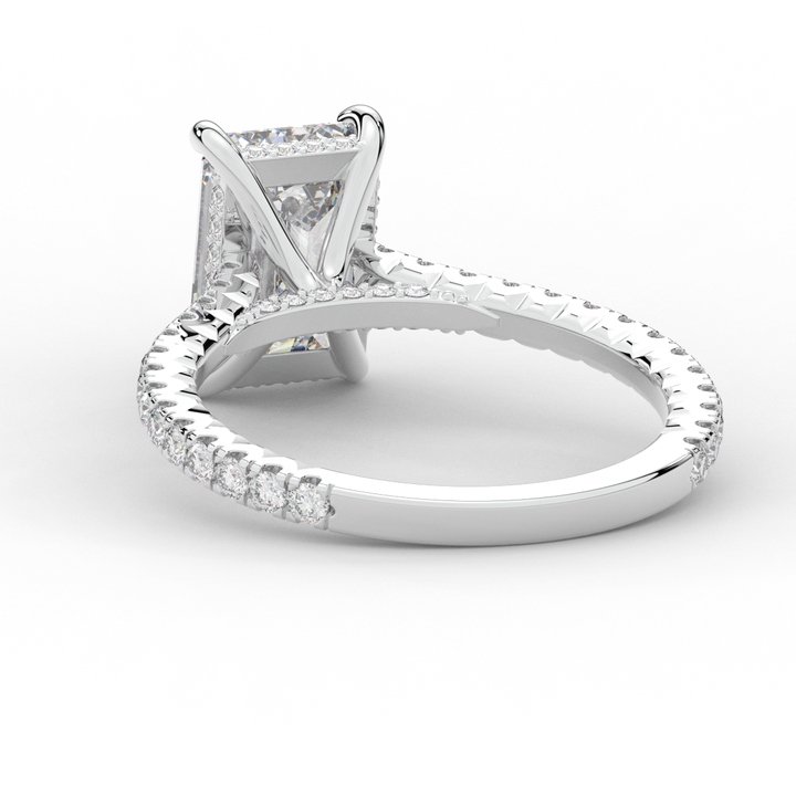 3.50CT.TW EMERALD CUT LAB DIAMOND UNDERHALO SOLITAIRE ENGAGEMENT RING - Nazarelle