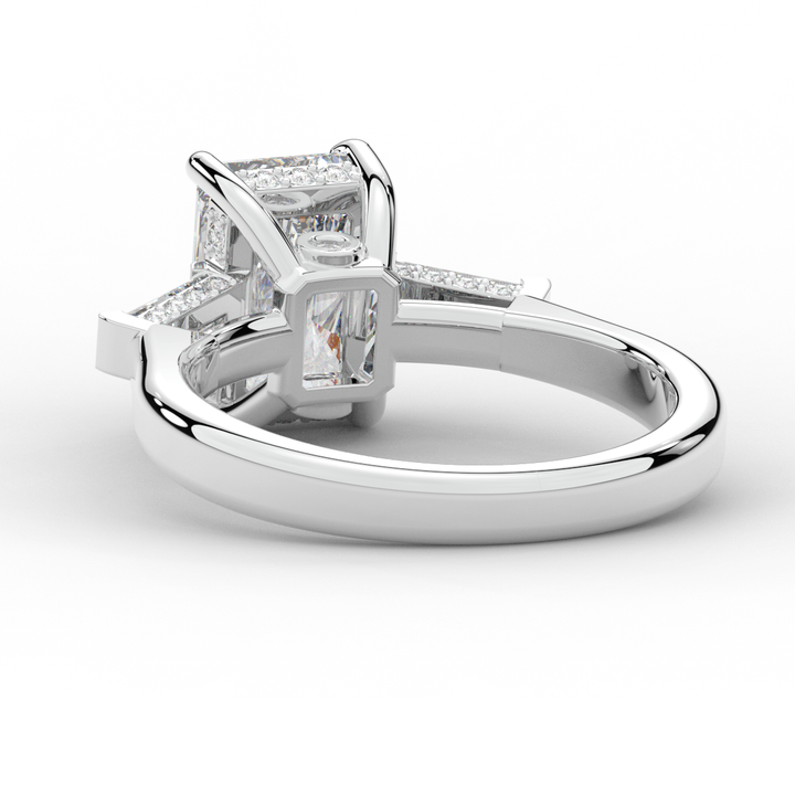 3.45CT.TW RADIANT LAB DIAMOND 3 STONE ENGAGEMENT RING - Nazarelle