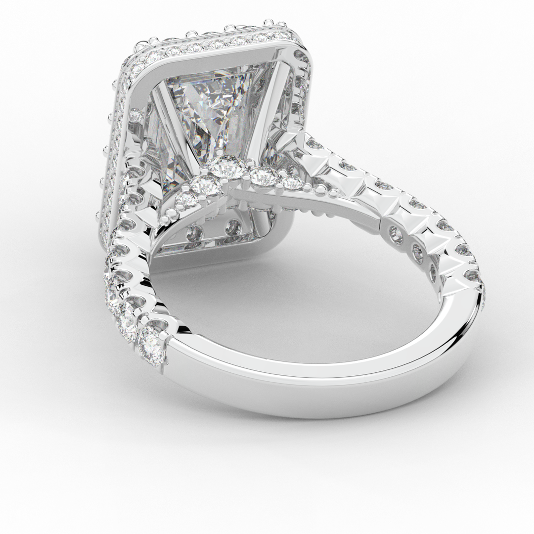 4.50CT.TW EMERALD CUT LAB DIAMOND HALO ENGAGEMENT RING - Nazarelle