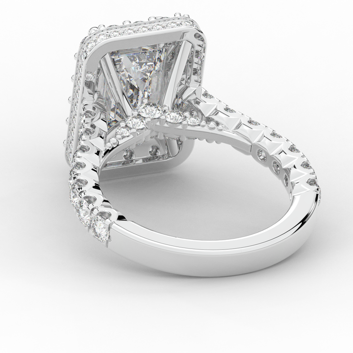 4.50CT.TW EMERALD CUT LAB DIAMOND HALO ENGAGEMENT RING - Nazarelle
