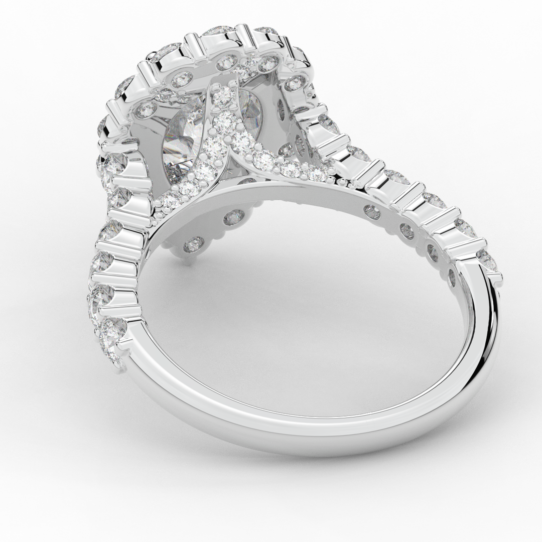 3.10CT.TW PEAR LAB DIAMOND HALO ENGAGEMENT RING - Nazarelle