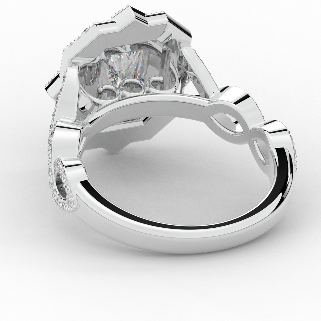 1.90CT.TW RADIANT LAB DIAMOND HALO ENGAGEMENT RING - Nazarelle