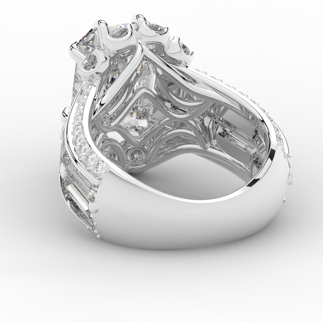 8.25CT.TW EMERALD CUT LAB DIAMOND HALO ENGAGEMENT RING - Nazarelle