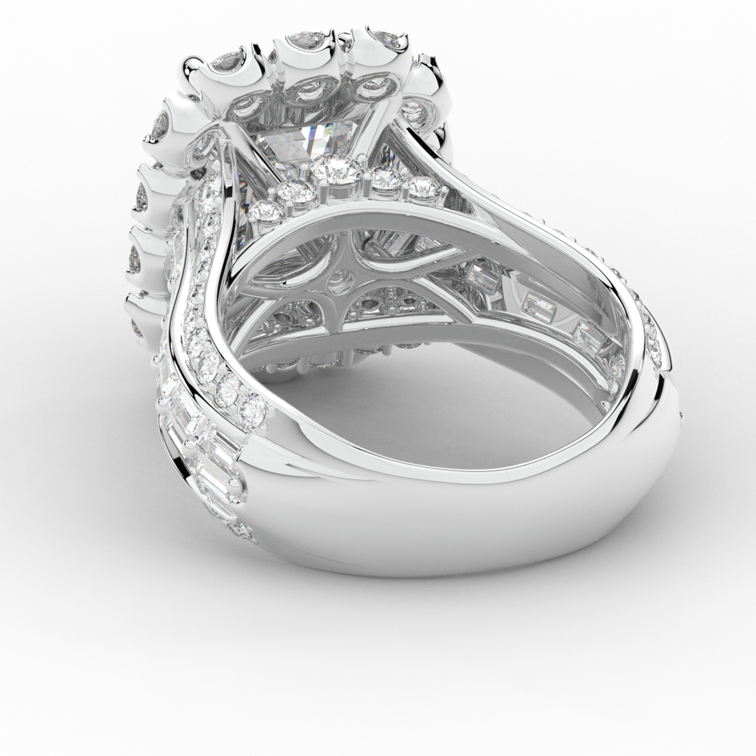 8.00CT.TW EMERALD CUT LAB DIAMOND HALO ENGAGEMENT RING - Nazarelle