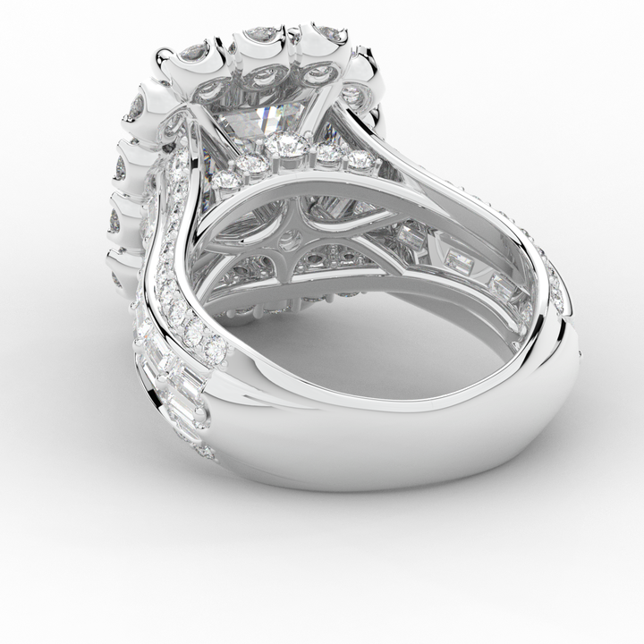 8.00CT.TW EMERALD CUT LAB DIAMOND HALO ENGAGEMENT RING - Nazarelle