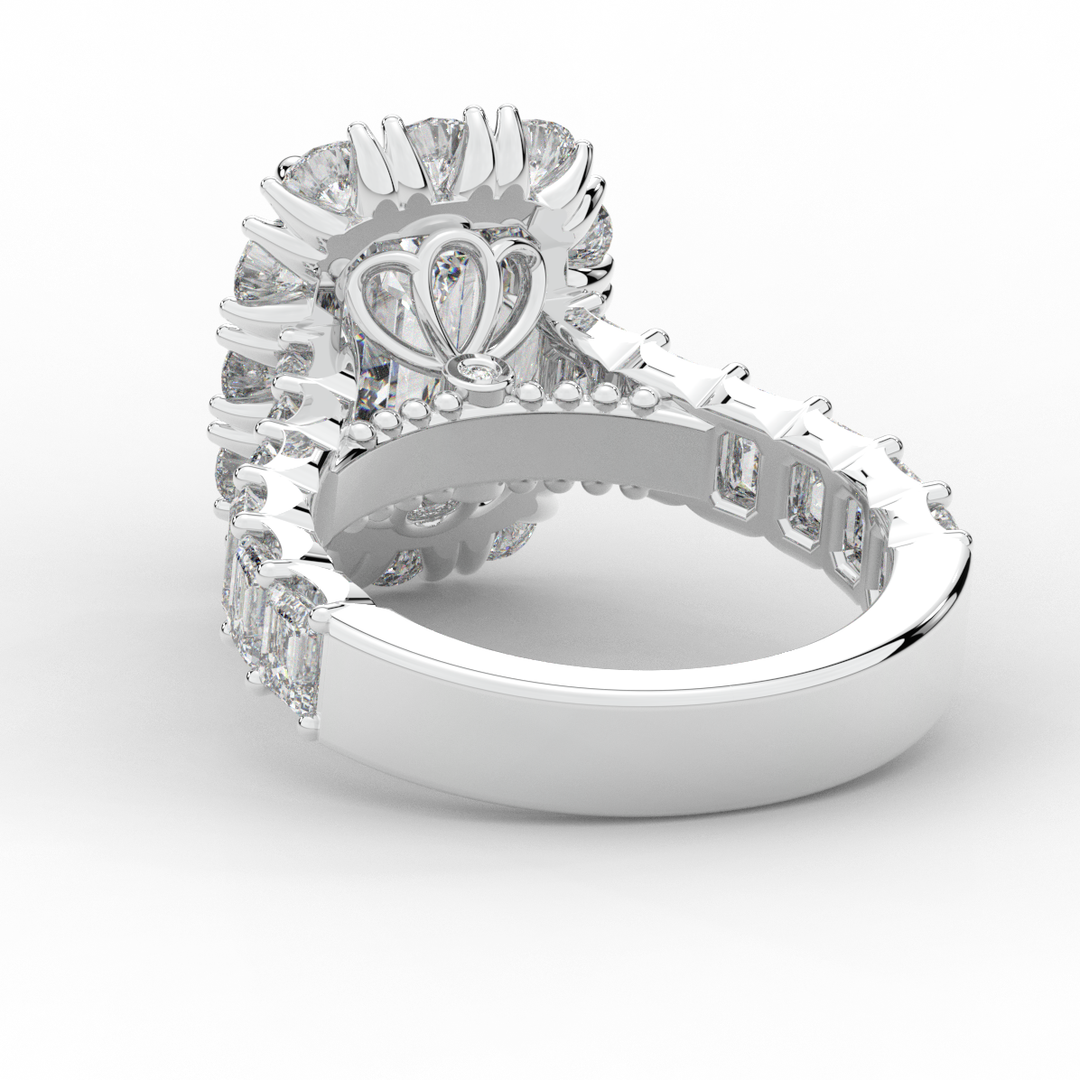 6.00CT.TW EMERALD CUT LAB DIAMOND HALO ENGAGEMENT RING - Nazarelle