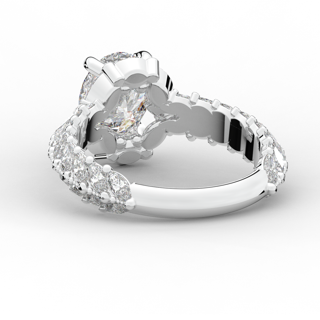 3.10CT.TW OVAL LAB DIAMOND HALO ENGAGEMENT RING - Nazarelle