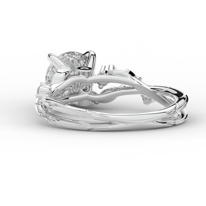 1.75CT.TW ROUND LAB DIAMOND STYLIZED VINE AND TREE BARK FINISH ENGAGEMENT RING - Nazarelle