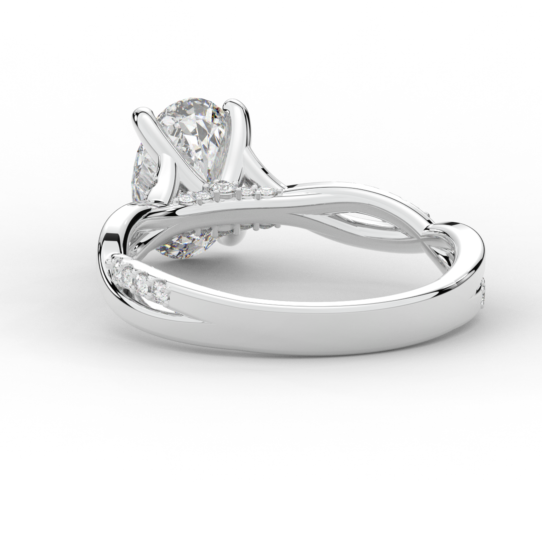 1.70CT.TW OVAL LAB DIAMOND TWIST BAND ENGAGEMENT RING - Nazarelle