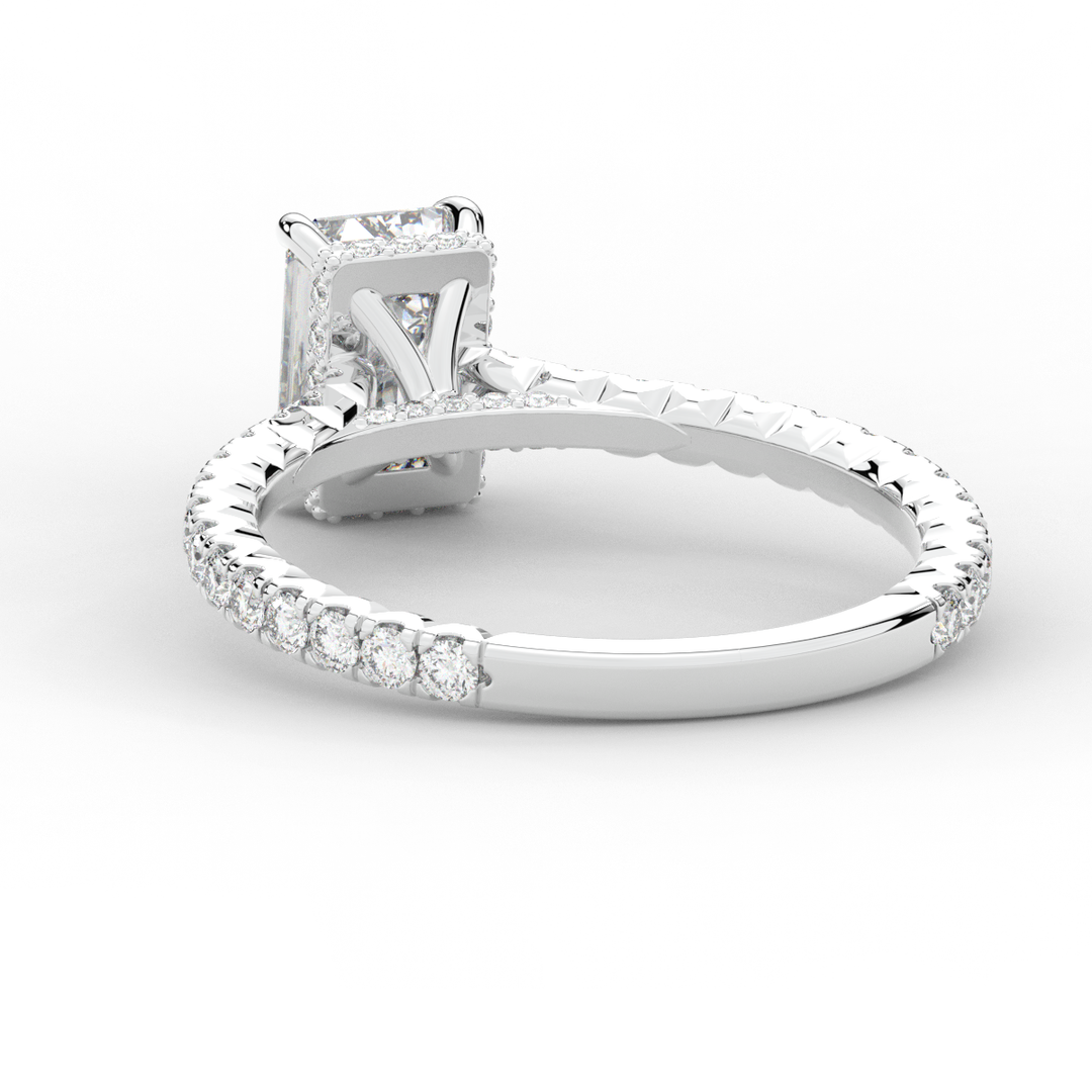 2.10CT.TW EMERALD CUT LAB DIAMOND UNDERHALO SOLITAIRE ENGAGEMENT RING - Nazarelle