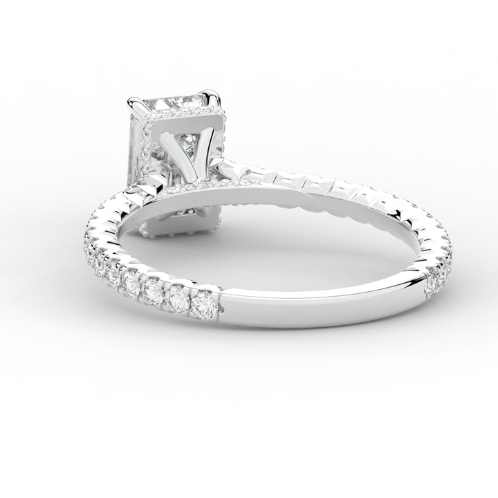 2.10CT.TW EMERALD CUT LAB DIAMOND UNDERHALO SOLITAIRE ENGAGEMENT RING - Nazarelle