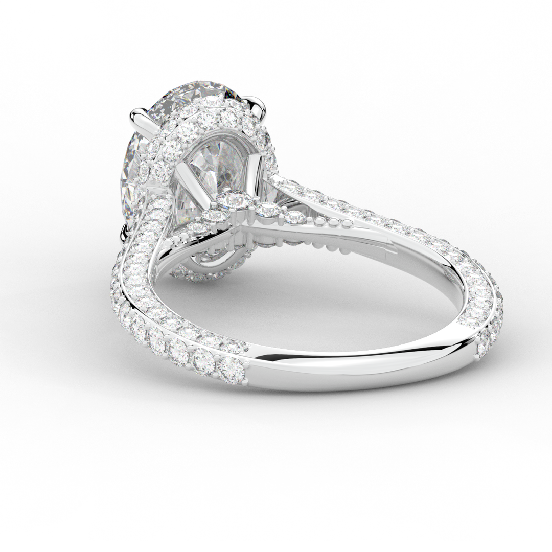 4.00CT.TW OVAL LAB DIAMOND UNDERHALO SOLITAIRE ENGAGEMENT RING - Nazarelle
