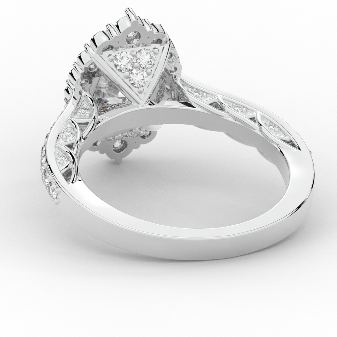1.75CT.TW OVAL LAB DIAMOND HALO ENGAGEMENT RING - Nazarelle