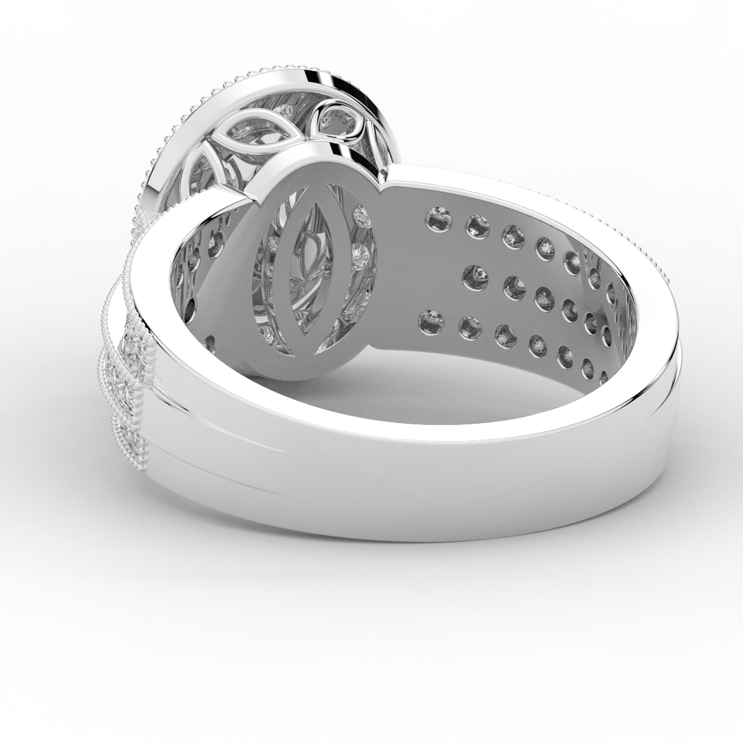 1.80CT.TW OVAL LAB DIAMOND HALO ENGAGEMENT RING - Nazarelle