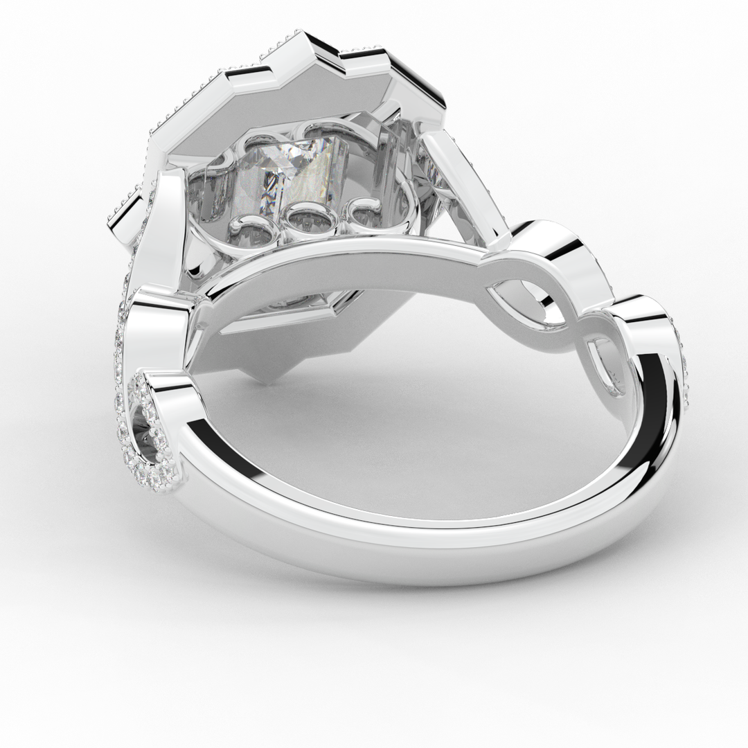 1.90CT.TW EMERALD CUT LAB DIAMOND HALO ENGAGEMENT RING - Nazarelle