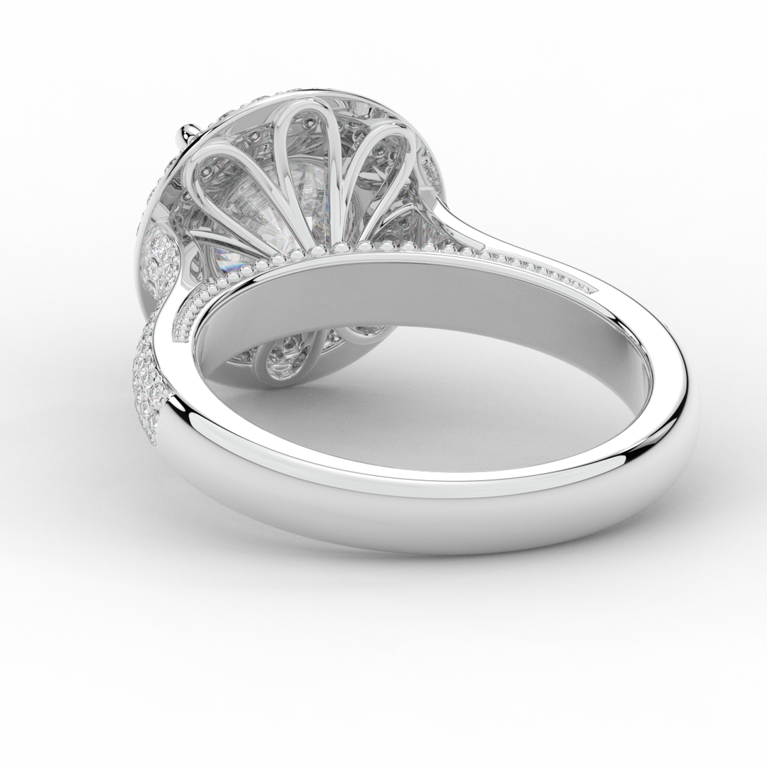2.45CT.TW ROUND LAB DIAMOND HALO ENGAGEMENT RING - Nazarelle