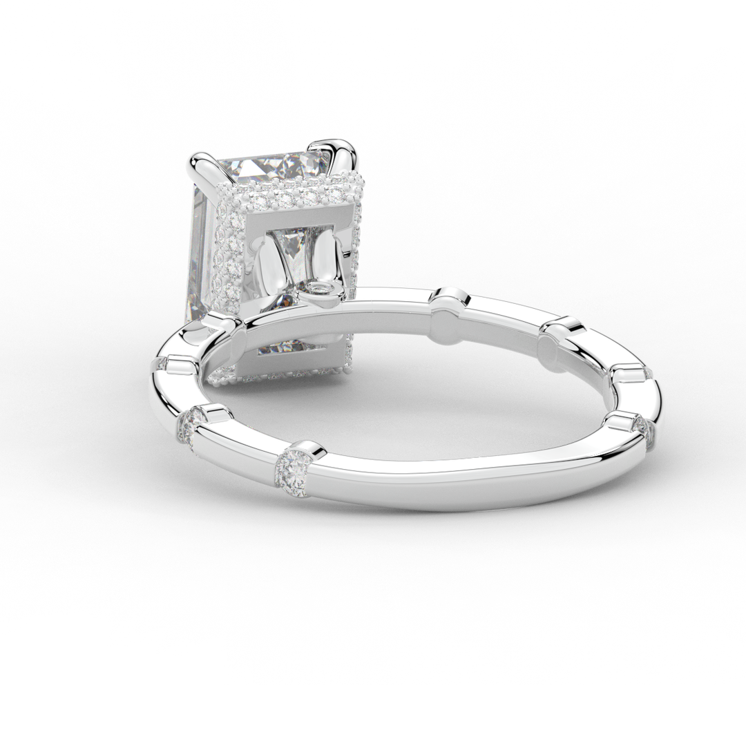 2.60CT.TW RADIANT LAB DIAMOND UNDERHALO SOLITAIRE ENGAGEMENT RING - Nazarelle