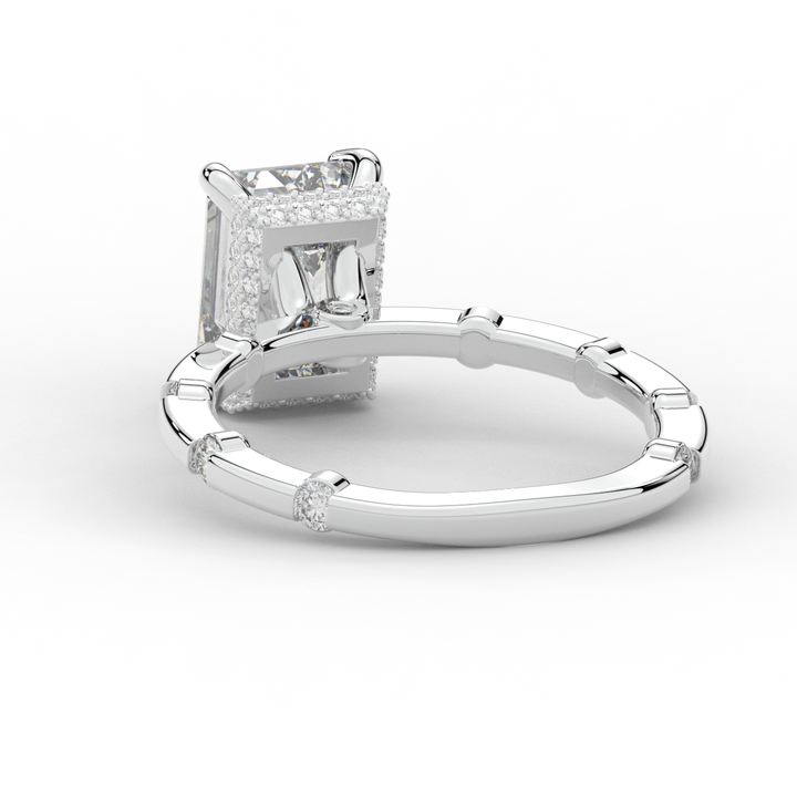 2.60CT.TW RADIANT LAB DIAMOND UNDERHALO SOLITAIRE ENGAGEMENT RING - Nazarelle