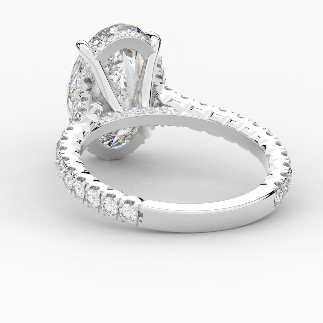 4.70CT.TW OVAL LAB DIAMOND UNDERHALO SOLITAIRE ENGAGEMENT RING - Nazarelle