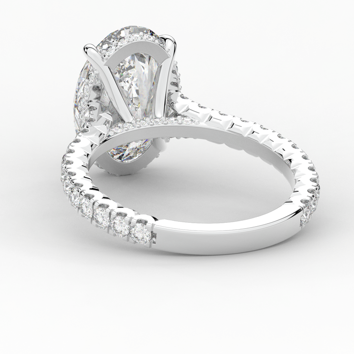 4.70CT.TW OVAL LAB DIAMOND UNDERHALO SOLITAIRE ENGAGEMENT RING - Nazarelle