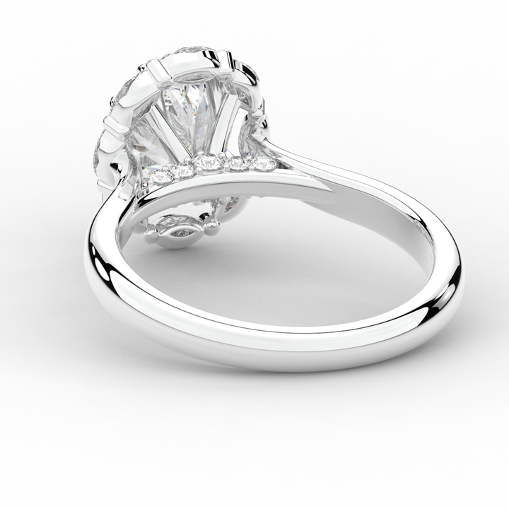 1.90CT.TW OVAL LAB DIAMOND HALO ENGAGEMENT RING - Nazarelle