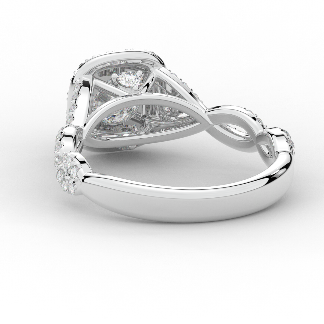 1.60CT.TW ROUND LAB DIAMOND HALO TWIST ENGAGEMENT RING - Nazarelle