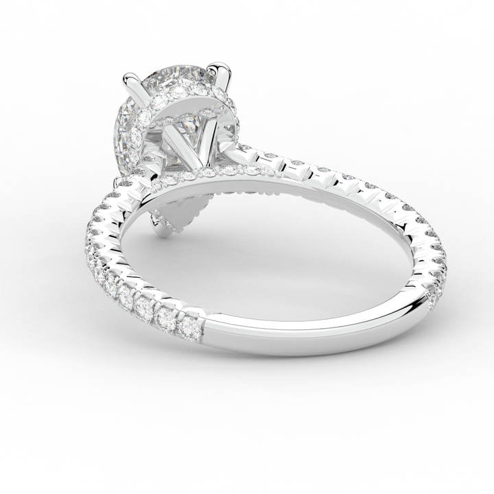 2.50CT.TW PEAR LAB DIAMOND UNDERHALO SOLITAIRE ENGAGEMENT RING - Nazarelle