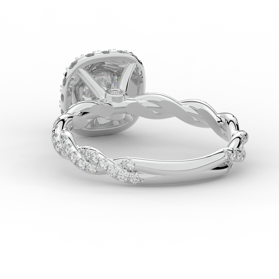 1.55CT.TW ROUND LAB DIAMOND HALO TWIST ENGAGEMENT RING - Nazarelle