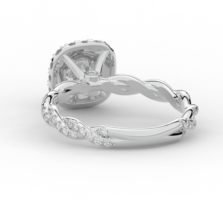 1.55CT.TW ROUND LAB DIAMOND HALO TWIST ENGAGEMENT RING - Nazarelle