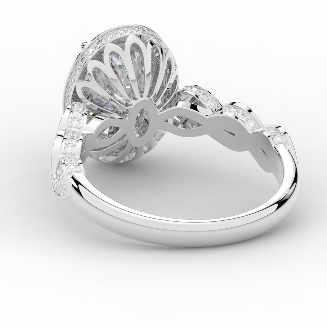 3.10CT.TW OVAL LAB DIAMOND HALO ENGAGEMENT RING - Nazarelle