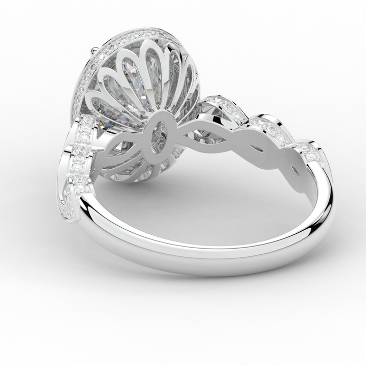 3.10CT.TW OVAL LAB DIAMOND HALO ENGAGEMENT RING - Nazarelle