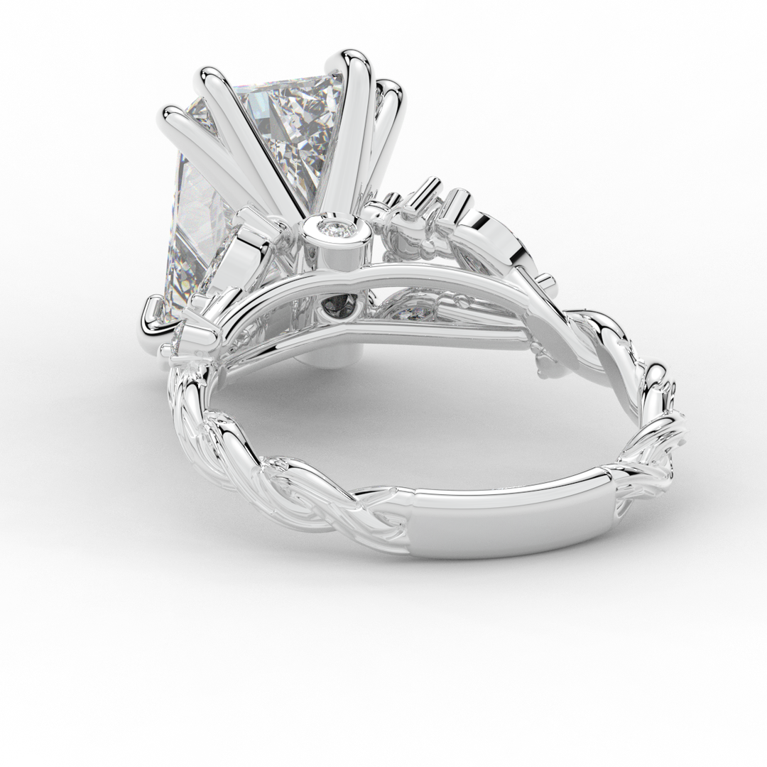 5.30CT.TW RADIANT LAB DIAMOND STYLIZED VINE AND TREE BARK FINISH ENGAGEMENT RING - Nazarelle