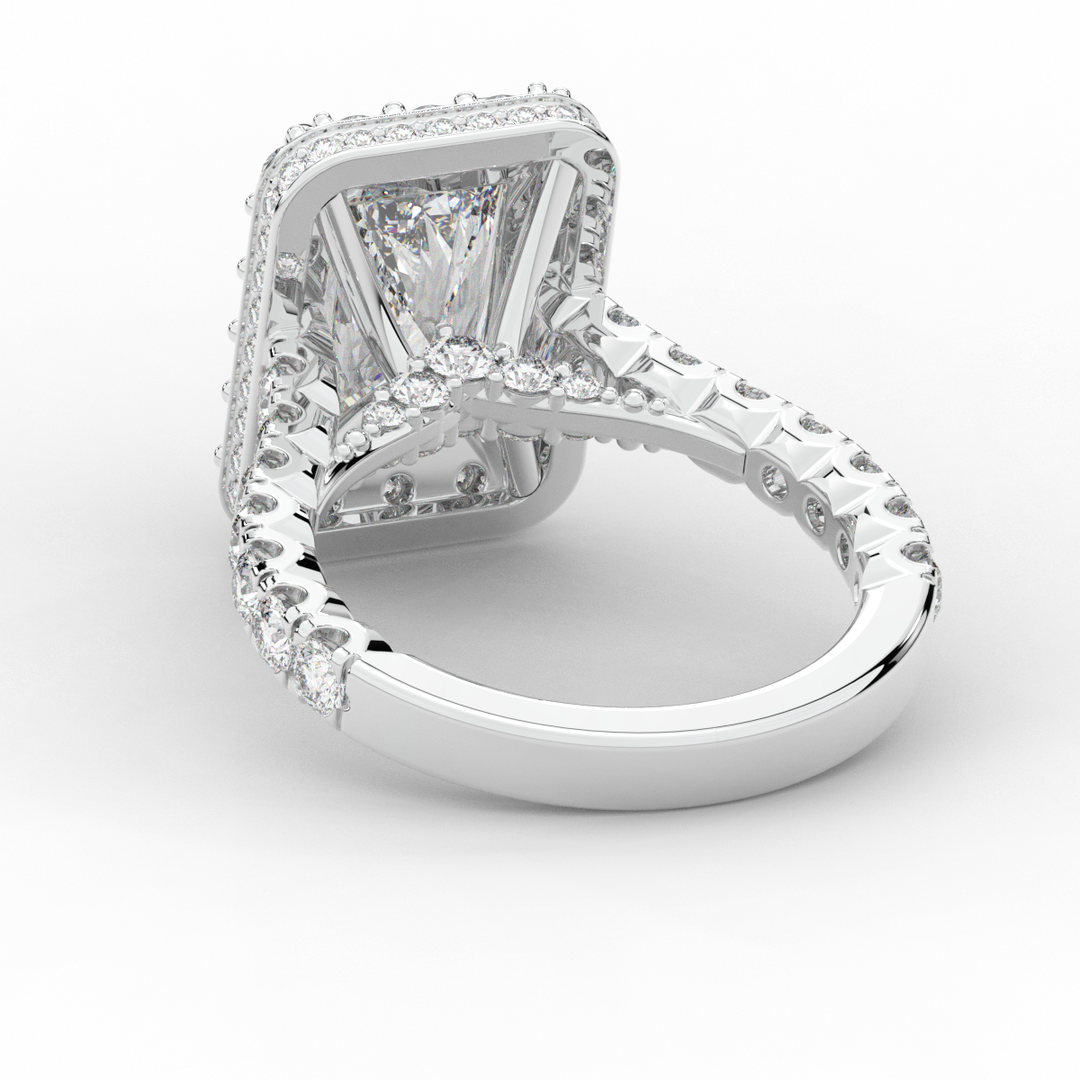 4.50CT.TW RADIANT LAB DIAMOND HALO ENGAGEMENT RING - Nazarelle