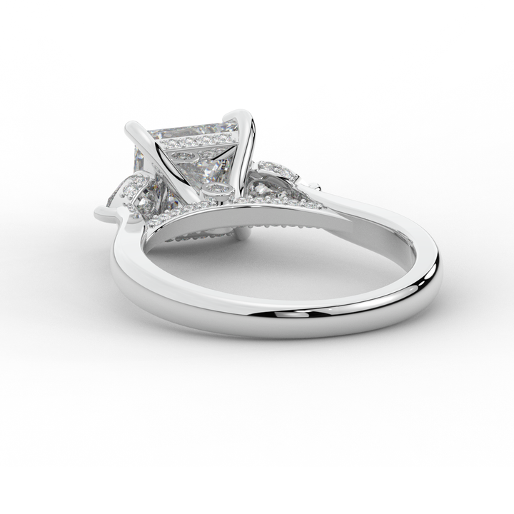 2.40CT.TW PRINCESS LAB DIAMOND 3 STONE ENGAGEMENT RING - Nazarelle