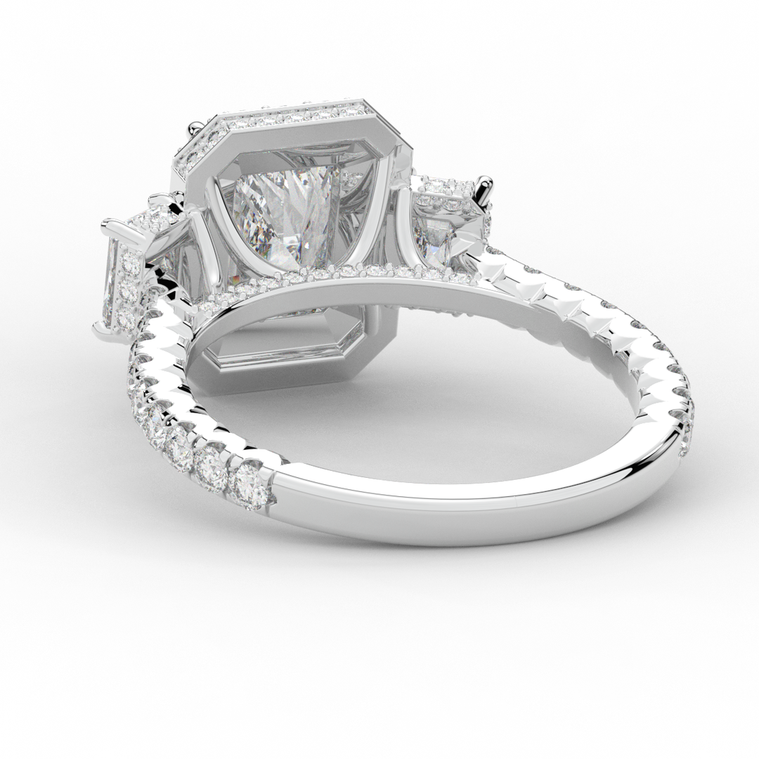 3.20CT.TW RADIANT LAB DIAMOND 3 STONE ENGAGEMENT RING - Nazarelle