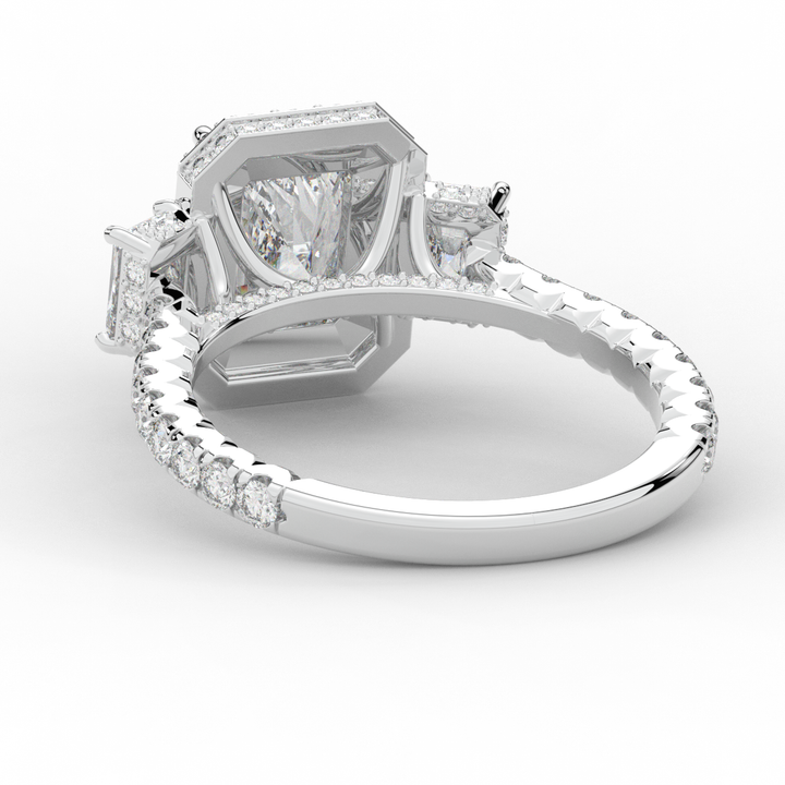3.20CT.TW RADIANT LAB DIAMOND 3 STONE ENGAGEMENT RING - Nazarelle